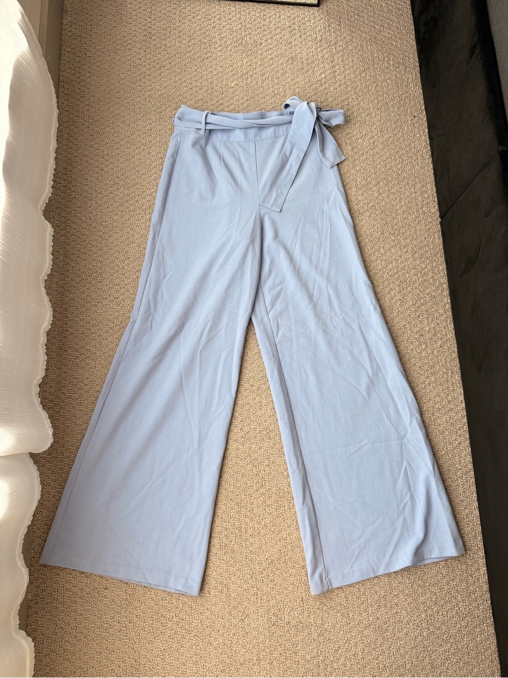 Forever 21 Light Blue Wide-Leg Tie-Waist Pants